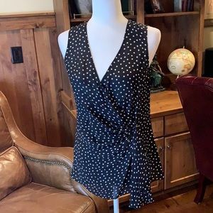NWOT WHBM sleeveless silk blouse Black & White